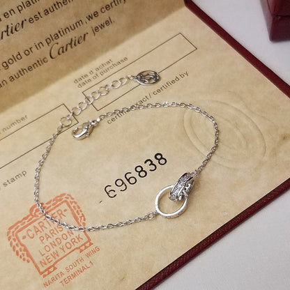 [LUCKY LOVE]LOVE DOUBLE RING HALF DIAMOND BRACELET
