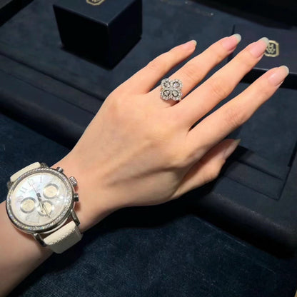 [LUCKY LOVE]LOOP RING FULL MOTIF DIAMOND 16MM SILVE