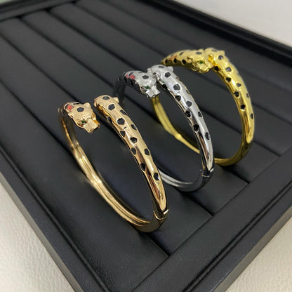 [LUCKY LOVE]PANTHERE DOUBLE HEADED OPEN BRACELET