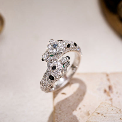 [LUCKY LOVE]PANTHERE DOUBLE HEADED FULL DIAMOND  RING