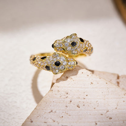 [LUCKY LOVE]PANTHERE DOUBLE HEADED FULL DIAMOND  RING