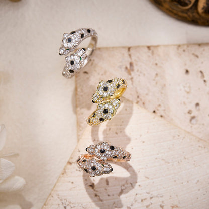 [LUCKY LOVE]PANTHERE DOUBLE HEADED FULL DIAMOND  RING