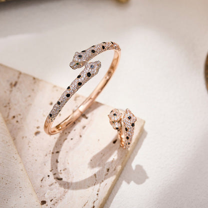 [LUCKY LOVE]PANTHERE DOUBLE HEADED FULL DIAMOND  RING