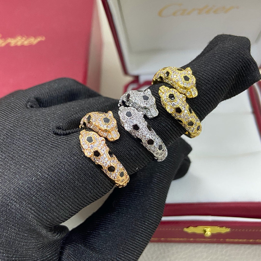 [LUCKY LOVE]PANTHERE DOUBLE HEADED FULL DIAMOND  RING