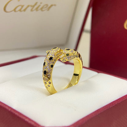 [LUCKY LOVE]PANTHERE DOUBLE HEADED FULL DIAMOND  RING