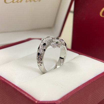 [LUCKY LOVE]PANTHERE DOUBLE HEADED FULL DIAMOND  RING
