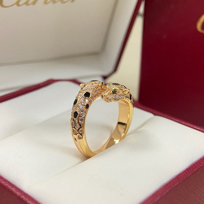 [LUCKY LOVE]PANTHERE DOUBLE HEADED FULL DIAMOND  RING
