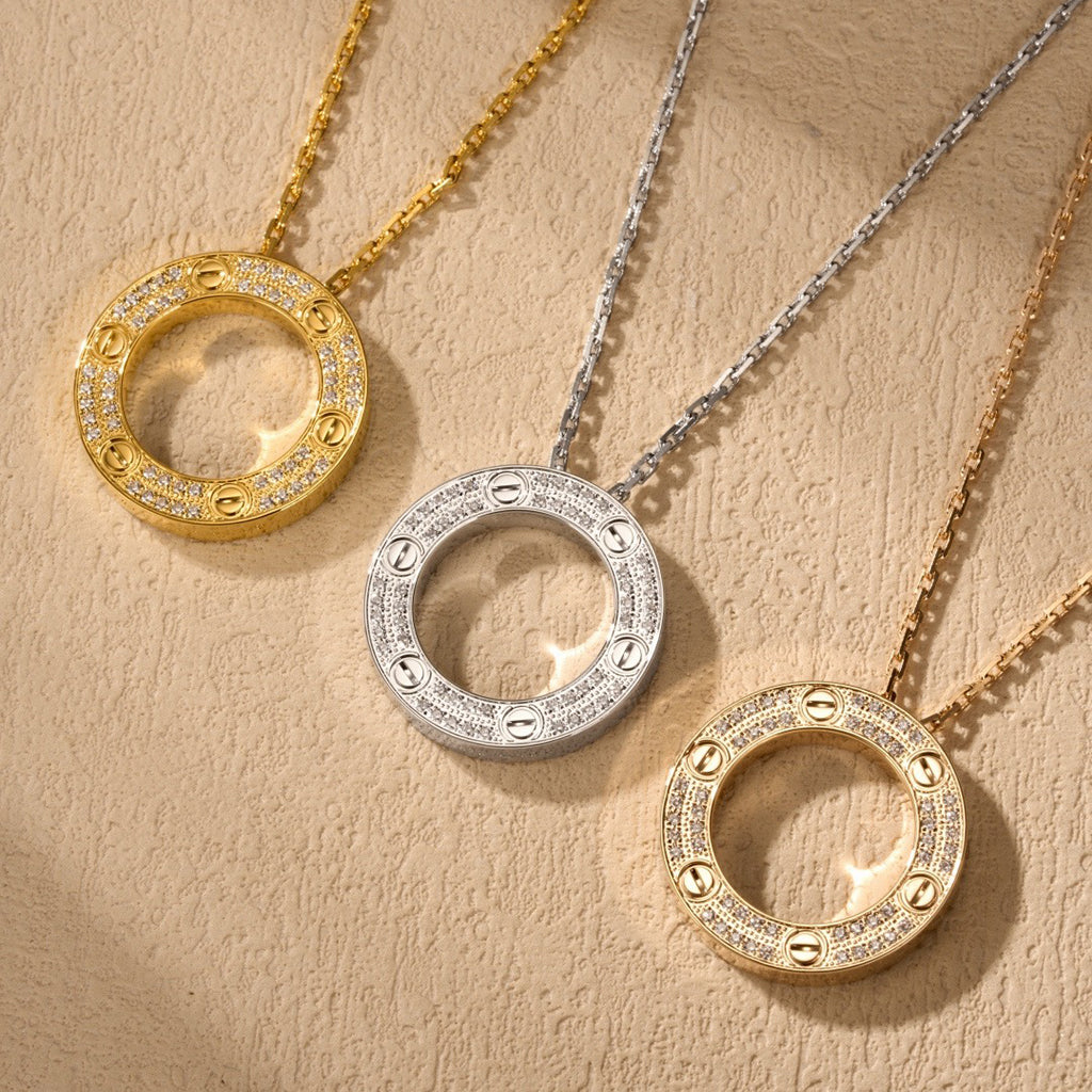 [LUCKY LOVE]LOVE NECKLACE 16MM  FULL DIAMOND