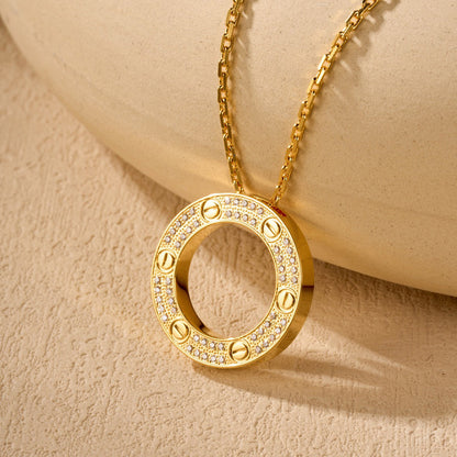 [LUCKY LOVE]LOVE NECKLACE 16MM  FULL DIAMOND