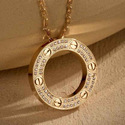 [LUCKY LOVE]LOVE NECKLACE 16MM  FULL DIAMOND