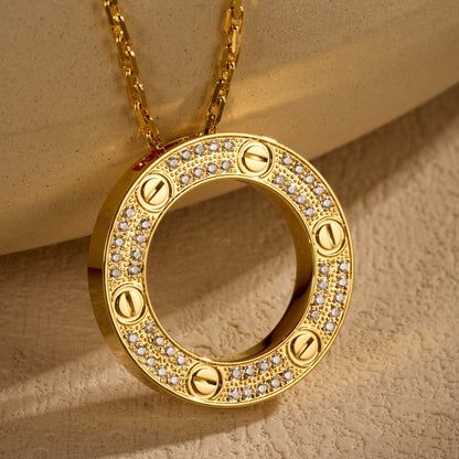 [LUCKY LOVE]LOVE NECKLACE 16MM  FULL DIAMOND