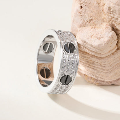 [LUCKY LOVE]LOVE RING 5.5MM DIAMONDS PAVED CERAMIC
