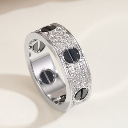 [LUCKY LOVE]LOVE RING 5.5MM DIAMONDS PAVED CERAMIC