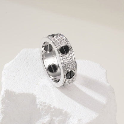 [LUCKY LOVE]LOVE RING 5.5MM DIAMONDS PAVED CERAMIC