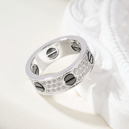 [LUCKY LOVE]LOVE RING 5.5MM DIAMONDS PAVED CERAMIC