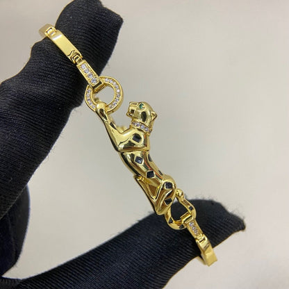 [LUCKY LOVE]PANTHERE HALF DIAMOND ON CHAIN BRACELET