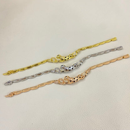 [LUCKY LOVE]PANTHERE HALF DIAMOND ON CHAIN BRACELET