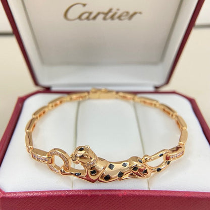 [LUCKY LOVE]PANTHERE HALF DIAMOND ON CHAIN BRACELET