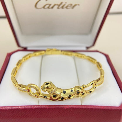 [LUCKY LOVE]PANTHERE HALF DIAMOND ON CHAIN BRACELET