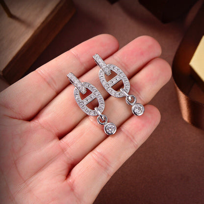[LUCKY LOVE]HM CHAINE DIAMOND EARRINGS