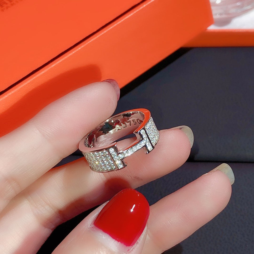 [LUCKY LOVE]H RING FULL DIAMOND