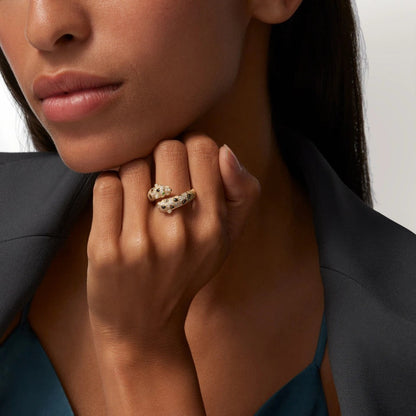 [LUCKY LOVE]PANTHERE DOUBLE HEADED FULL DIAMOND  RING