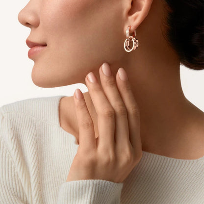 [LUCKY LOVE]LOVE 3.3MM DANGLE HALF DIAMOND EARRINGS