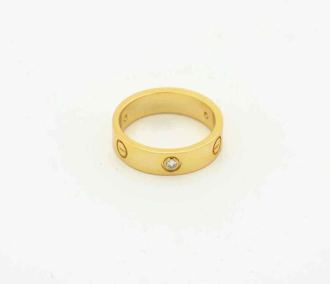[LUCKY LOVE]LOVE RING 4MM 1 DIAMOND GOLD