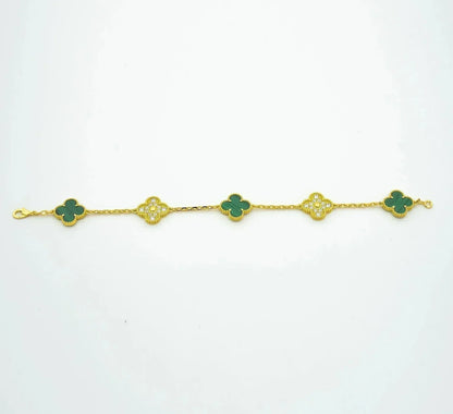 [LUCKY LOVE] CLOVER 5 MOTIF MALACHITE BRACELET COLLECTION