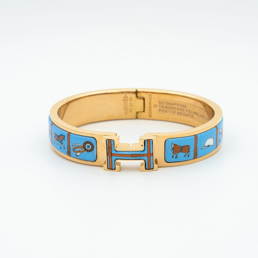 [LUCKY LOVE]H PINK GOLD BRACELET BLUE CERAMIC