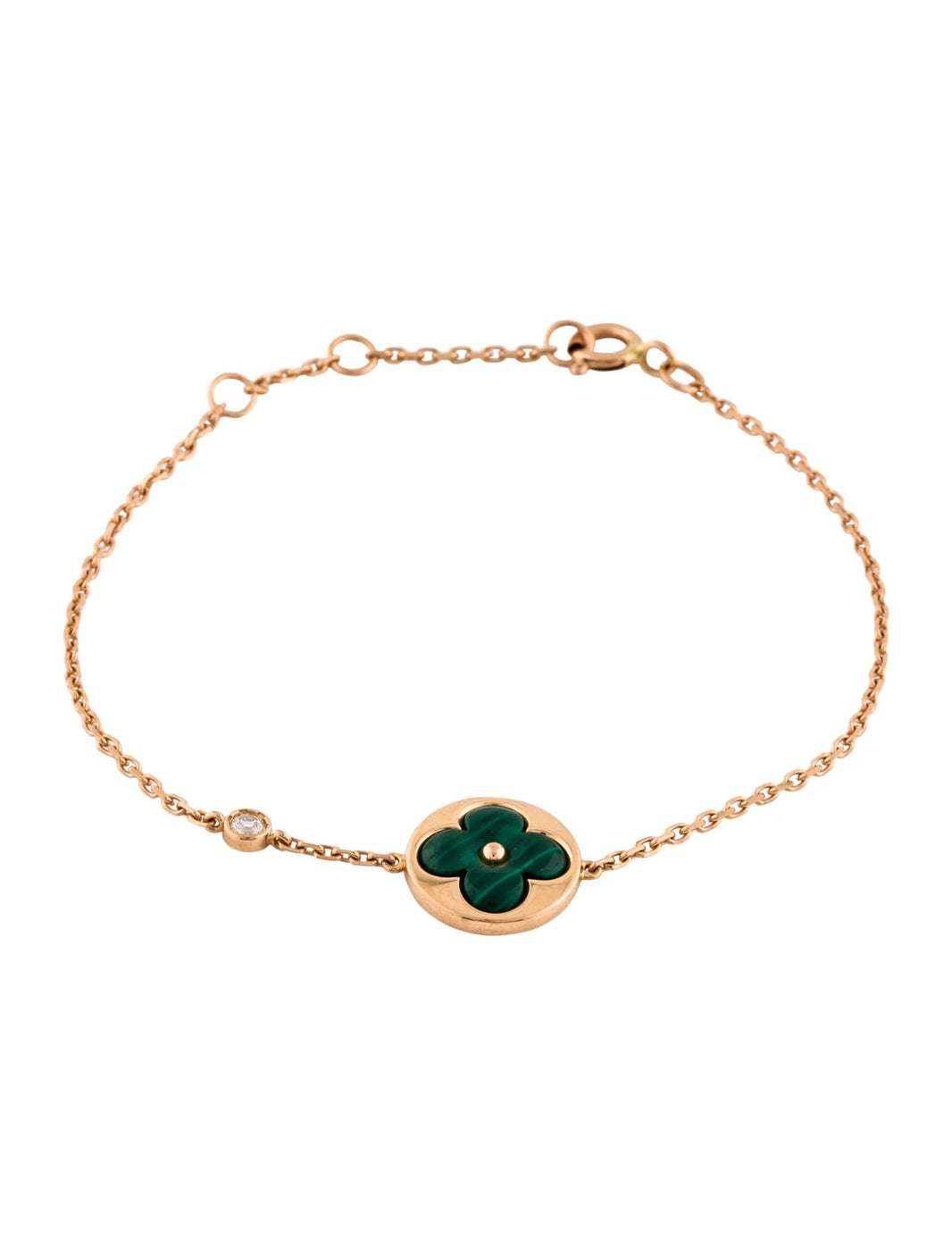 [LUCKY LOVE]SUN MALACHITE 1 DIAMOND PINK GOLD BRACELET