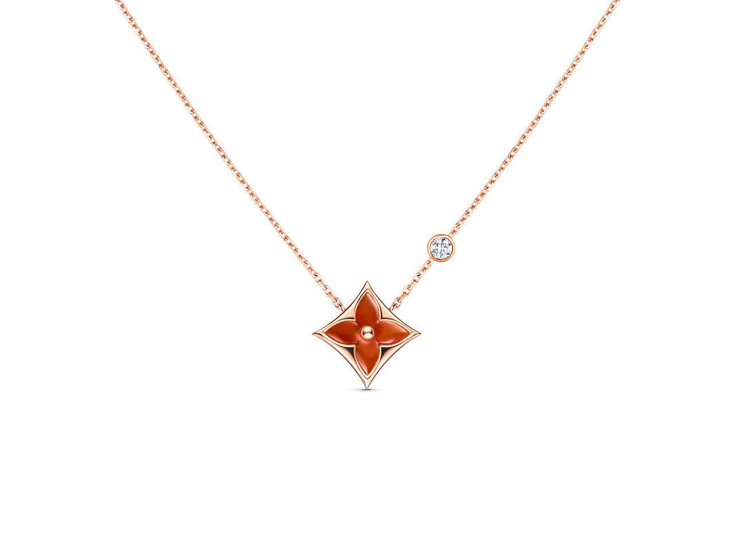 [LUCKY LOVE]STAR NECKLACE PINK GOLD 1 DIAMOND