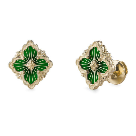 [LUCKY LOVE]OPERA TULLE GOLD BUTTON EARRINGS ENAMELED ELEMENT