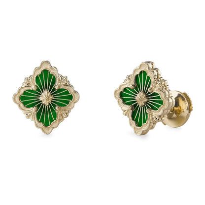 [LUCKY LOVE]OPERA TULLE GOLD BUTTON EARRINGS ENAMELED ELEMENT