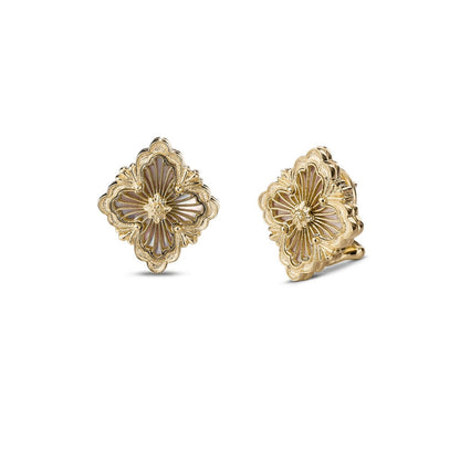 [LUCKY LOVE]OPERA TULLE GOLD BUTTON EARRINGS ENAMELED ELEMENT