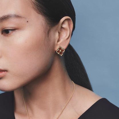 [LUCKY LOVE]OPERA TULLE GOLD BUTTON EARRINGS ENAMELED ELEMENT
