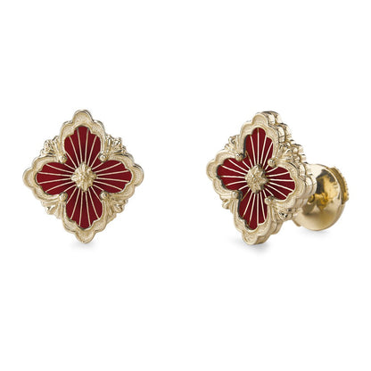 [LUCKY LOVE]OPERA TULLE GOLD BUTTON EARRINGS ENAMELED ELEMENT