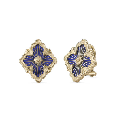 [LUCKY LOVE]OPERA TULLE GOLD BUTTON EARRINGS ENAMELED ELEMENT