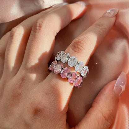 [LUCKY LOVE]Dainty Elongated Cushion Cut Tennis Ring