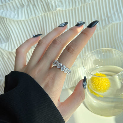 [LUCKY LOVE]Dainty Elongated Cushion Cut Tennis Ring