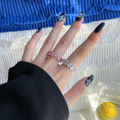 [LUCKY LOVE]Dainty Elongated Cushion Cut Tennis Ring