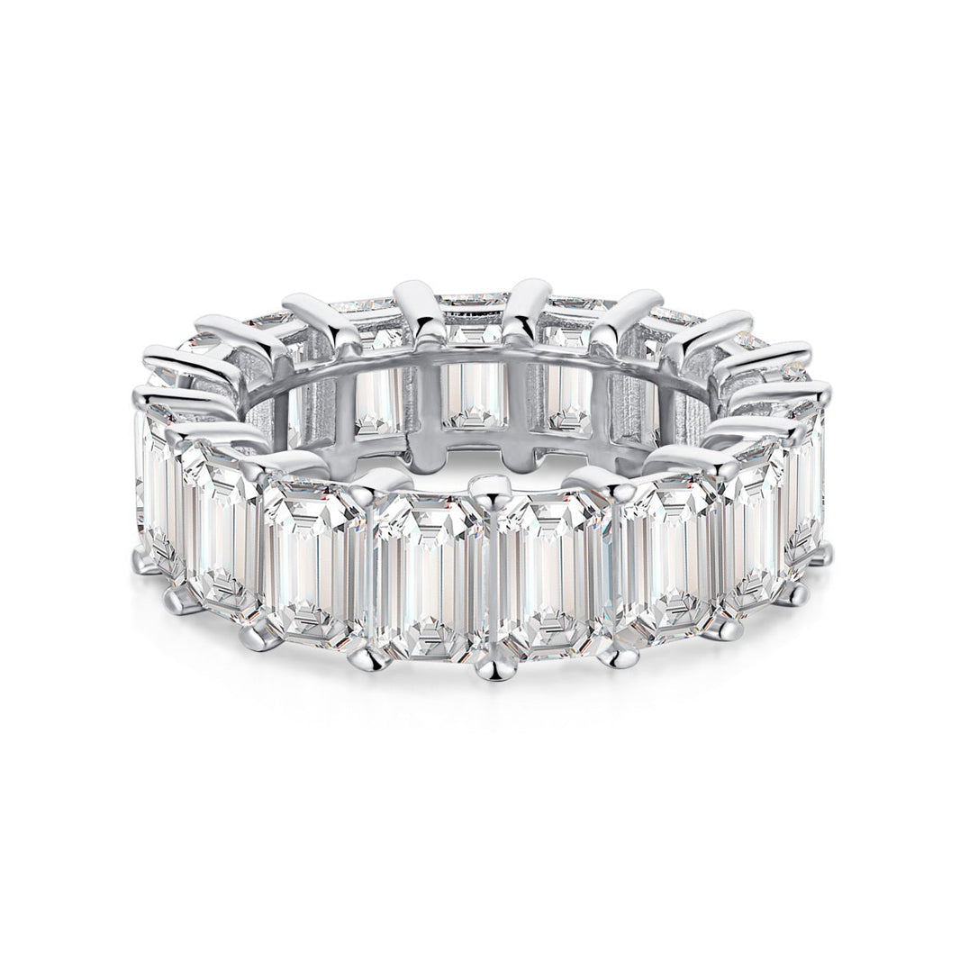 [LUCKY LOVE]0.75 Carat Elegant Emerald Cut Tennis Ring