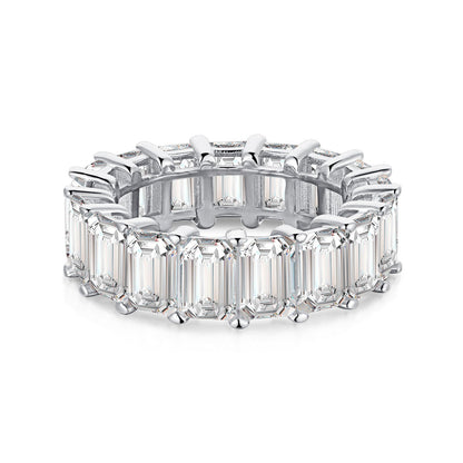 [LUCKY LOVE]0.75 Carat Elegant Emerald Cut Tennis Ring