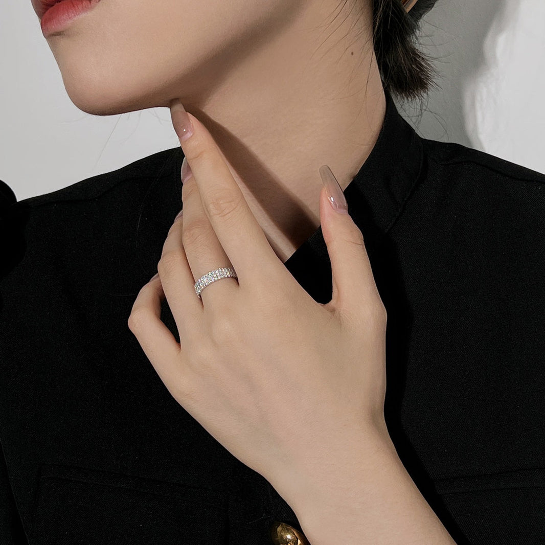 [LUCKY LOVE]Dainty Round Cut Tennis Ring