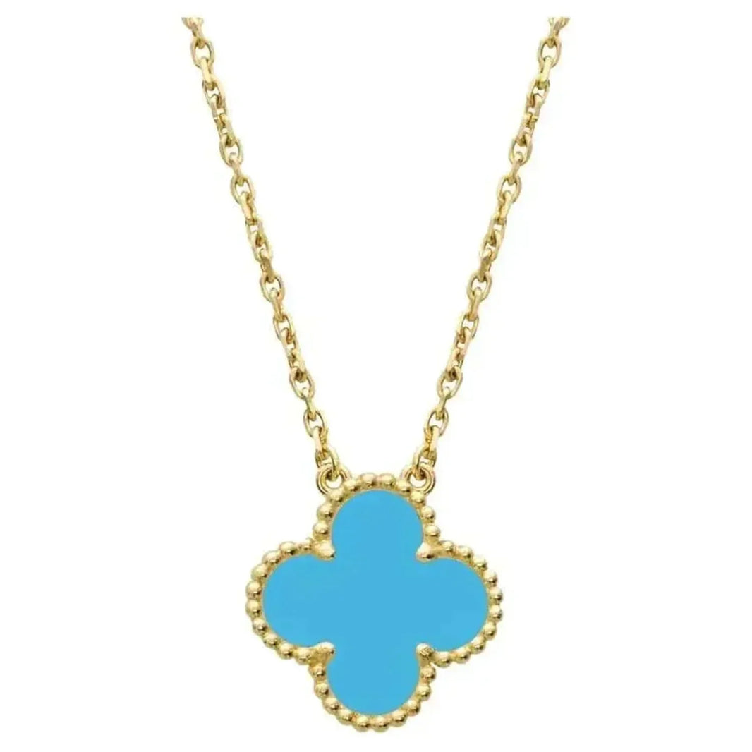[LUCKY LOVE]CLOVER 15MM VINTAGE TURQUOISE NECKLACE