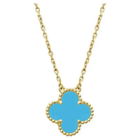[LUCKY LOVE]CLOVER 15MM VINTAGE TURQUOISE NECKLACE