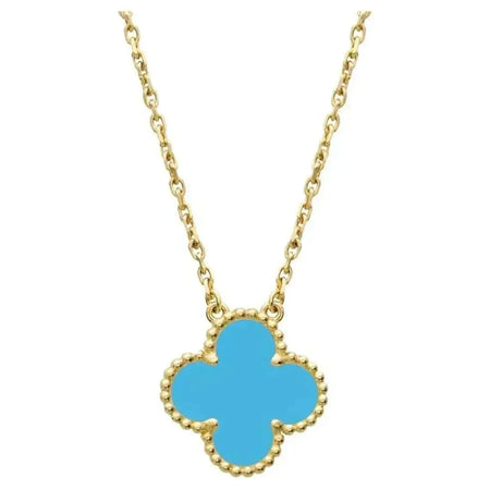 [LUCKY LOVE]CLOVER 15MM VINTAGE TURQUOISE NECKLACE