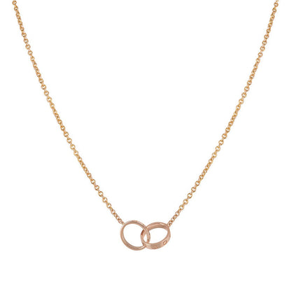 [LUCKY LOVE]LOVE NECKLACE DOUBLE RING PINK GOLD
