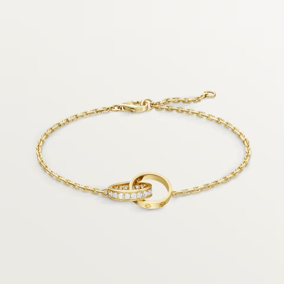 [LUCKY LOVE]LOVE DOUBLE RING HALF DIAMOND BRACELET