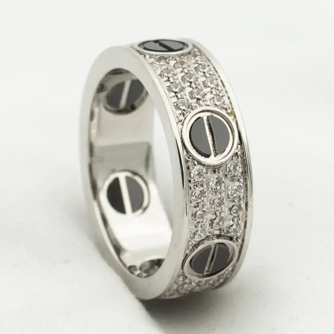 [LUCKY LOVE]LOVE RING 5.5MM DIAMONDS PAVED CERAMIC